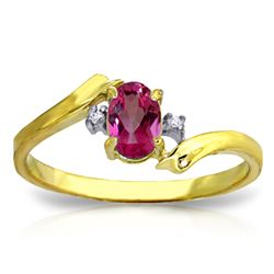 ALARRI 0.46 Carat 14K Solid Gold Rings Natural Diamond Pink Topaz