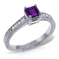 ALARRI 0.65 Carat 14K Solid White Gold Very Necklaceessary Amethyst Diamond Ring
