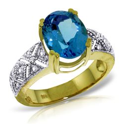ALARRI 3.2 Carat 14K Solid Gold Sounds w/ in Blue Topaz Diamond Ring