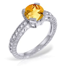 ALARRI 1.8 Carat 14K Solid White Gold Tashiana Citrine Diamond Ring