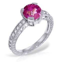ALARRI 1.8 CTW 14K Solid White Gold Sincere Thanks Pink Topaz Diamond Ring