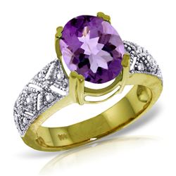 ALARRI 3.2 Carat 14K Solid Gold True Partnership Amethyst Diamond Ring