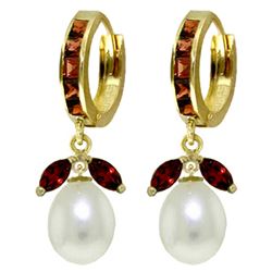 ALARRI 10.3 Carat 14K Solid Gold Majorca Garnet Pearl Earrings