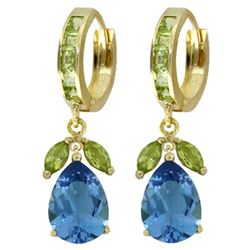 ALARRI 14.3 Carat 14K Solid Gold Perpetual Peridot Blue Topaz Earrings