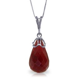 ALARRI 14.8 CTW 14K Solid White Gold Necklace Briolette Natural Ruby