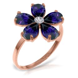 ALARRI 14K Solid Rose Gold Ring w/ Natural Diamond & Sapphires