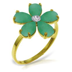 ALARRI 2.22 Carat 14K Solid Gold Emerald Rule Emerald Diamond Ring