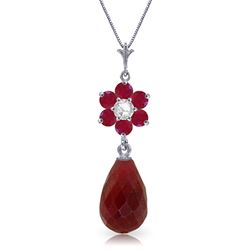 ALARRI 3.83 Carat 14K Solid White Gold Necklace Natural Ruby Diamond