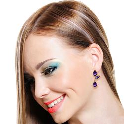ALARRI 14K Solid Rose Gold Chandelier Earrings w/ Natural Amethysts