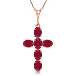 ALARRI 1.5 Carat 14K Solid Rose Gold Cross Necklace Natural Ruby