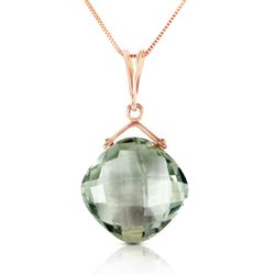 ALARRI 14K Solid Rose Gold Necklace w/ Natural Checkerboard Cut Green Amethyst