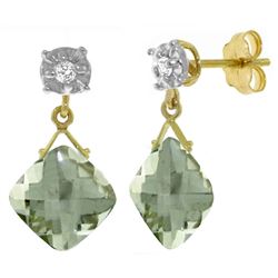 ALARRI 17.56 Carat 14K Solid Gold Come To My Garden Green Amethyst Diamond Earrings