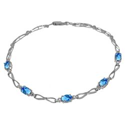 ALARRI 1.16 CTW 14K Solid White Gold Tennis Bracelet Blue Topaz Diamond