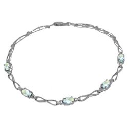 ALARRI 1.16 Carat 14K Solid White Gold Tennis Bracelet Aquamarine Diamond