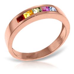 ALARRI 14K Solid Rose Gold Rings w/ Natural Multicolor Sapphires