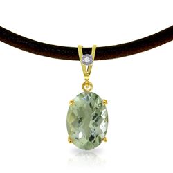 ALARRI 7.56 Carat 14K Solid Gold Gratitude Green Amethyst Diamond Necklace