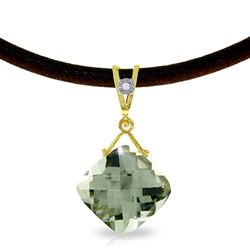 ALARRI 8.76 Carat 14K Solid Gold Attraction Green Amethyst Diamond Necklace