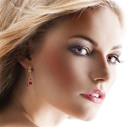 ALARRI 14K Solid Rose Gold Leverback Earrings w/ Natural Rubies