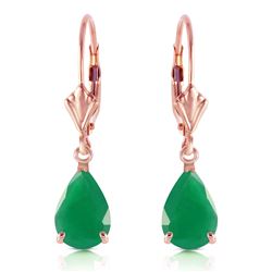 ALARRI 14K Solid Rose Gold Leverback Earrings w/ Emeralds