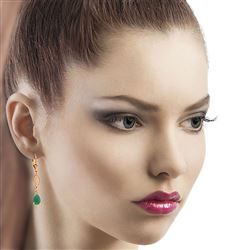 ALARRI 14K Solid Rose Gold Leverback Earrings w/ Natural Emerald