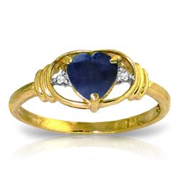 ALARRI 1.01 CTW 14K Solid Gold Hope Feathers Sapphire Diamond Ring