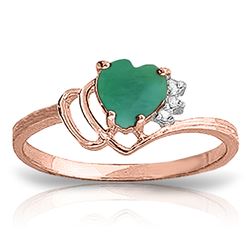 ALARRI 1.02 Carat 14K Solid Rose Gold Dainty Heart Emerald Diamond Ring