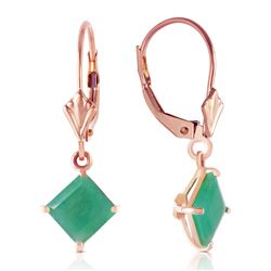 ALARRI 14K Solid Rose Gold Leverback Earrings w/ Natural Emerald