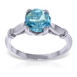 ALARRI 1.15 CTW 14K Solid White Gold Solitaire Ring Blue Topaz