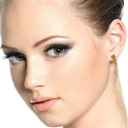 ALARRI 14K Solid Rose Gold Flowers Stud Earrings w/ Citrines & Peridot