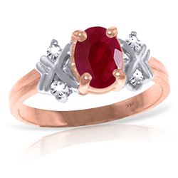 ALARRI 1.47 Carat 14K Solid Rose Gold Ring Diamond Ruby