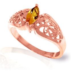 ALARRI 0.2 Carat 14K Solid Rose Gold Filigree Ring Natural Citrine