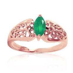 ALARRI 0.2 Carat 14K Solid Rose Gold Filigree Ring Natural Emerald