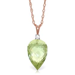 ALARRI 9.55 CTW 14K Solid Rose Gold Beauty Green Amethyst Necklace