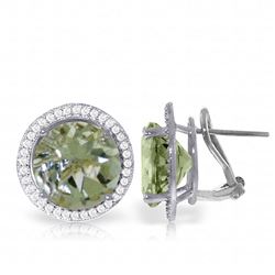ALARRI 10.4 CTW 14K Solid White Gold French Clips Earrings Diamond Green Amethyst