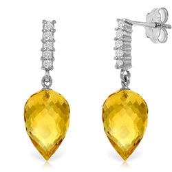 ALARRI 19.15 CTW 14K Solid White Gold Following Derectives Citrine Diamond Earrings