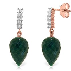 ALARRI 25.95 Carat 14K Solid Rose Gold Earrings Diamond Briolette Emerald