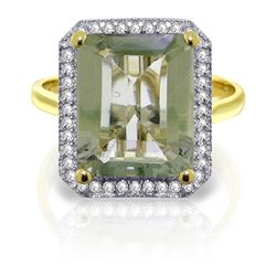 ALARRI 5.8 CTW 14K Solid Gold Notes From Portugal Green Amethyst Diamond
