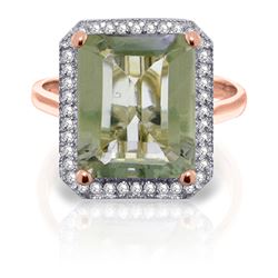 ALARRI 5.8 Carat 14K Solid Rose Gold Isabella Green Amethyst Diamond Ring
