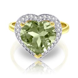 ALARRI 3.24 CTW 14K Solid Gold Ring Diamond Heart Green Amethyst