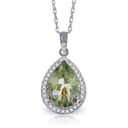 ALARRI 3.36 CTW 14K Solid White Gold Looks Kill Green Amethyst Diamond Necklace