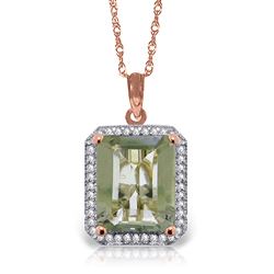 ALARRI 5.55 Carat 14K Solid Rose Gold Isabella Green Amethyst Diamond Necklace