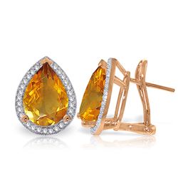 ALARRI 7.32 Carat 14K Solid Rose Gold French Clips Earrings Diamond Citrine