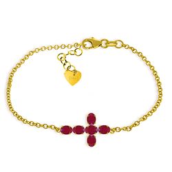 ALARRI 1.7 CTW 14K Solid Gold Horizontal Cross Ruby Bracelet