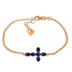 ALARRI 1.7 Carat 14K Solid Rose Gold Cross Bracelet Natural Sapphire