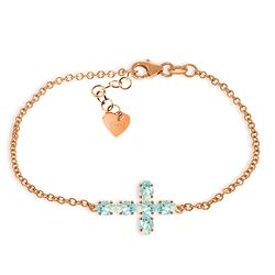 ALARRI 1.7 Carat 14K Solid Rose Gold Cross Bracelet Natural Aquamarine