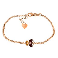 ALARRI 0.6 CTW 14K Solid Rose Gold Butterfly Bracelet Garnet Citrine