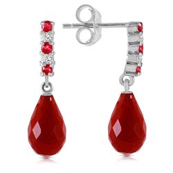 ALARRI 6.9 Carat 14K Solid White Gold Diamond Ruby Earrings Dangling Briolette Ru