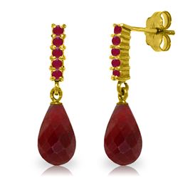 ALARRI 7 CTW 14K Solid Gold Ruby Earrings Briolette Dangling Ruby