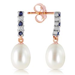 ALARRI 8.3 Carat 14K Solid Rose Gold Diamond Sapphire Earrings Dangling Briolette Pear