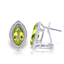 ALARRI 4.3 Carat 14K Solid White Gold French Clips Earrings Diamond Peridot